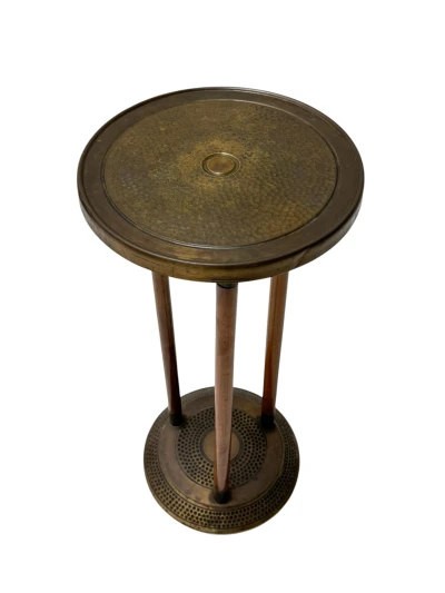 Vienna Secession Pedestal in Walnut and Patinated Brass, 1900s